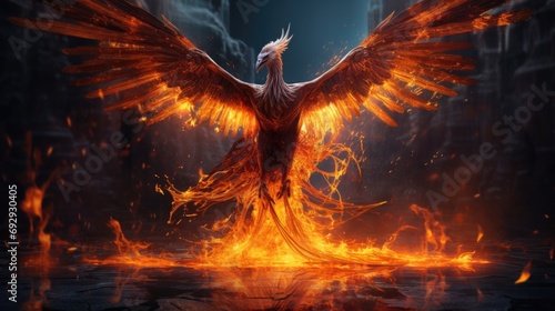Phoenix rising from flames