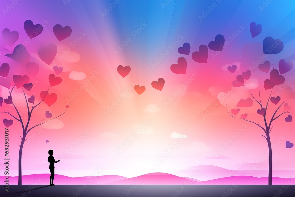 Shadow of the couple and empty space for adding text on Valentine's Day, generative ai. Shadow of the couple and empty space for adding text on Valentine's Day, generative ai.