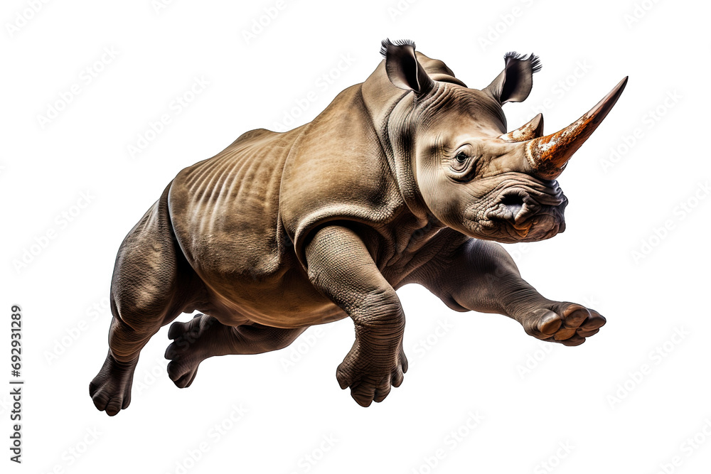 Fototapeta premium rhinoceros jump isolated