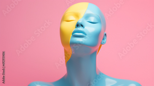 3d render female mannequin head hand fashion concept photo