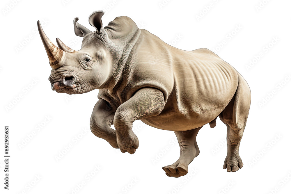 Fototapeta premium Rhino jumping isolated