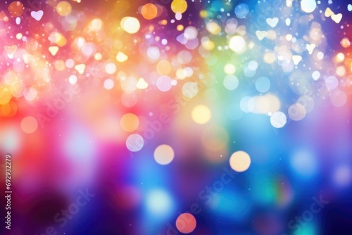 A brightly colored holiday background with bokeh.