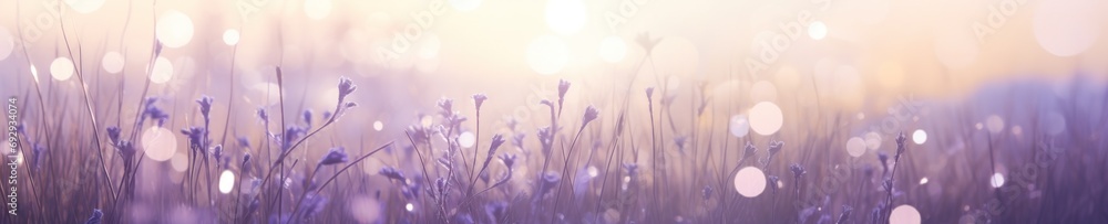 Naklejka premium Lavender Flowers Bathed in Sunset Light