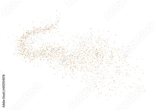 Vector illustration depicting coffee or chocolate powder in motion, creating a dust cloud that splashes on the ground. The background is light and isolated. Format PNG.