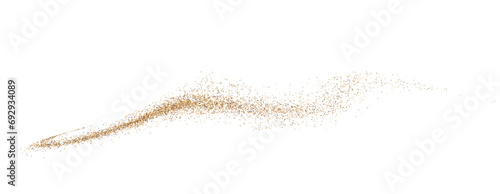 Vector illustration depicting coffee or chocolate powder in motion, creating a dust cloud that splashes on the ground. The background is light and isolated. Format PNG.