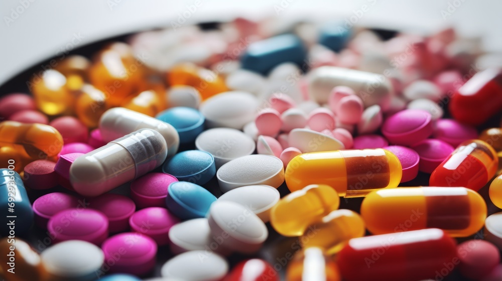Close-up of Colorful pills, drugs and medications. Pharmaceuticals. Big pharma. Medicine background
Close-up of Colorful pills, drugs and medications. Pharmaceuticals. Big pharma. Medicine background
