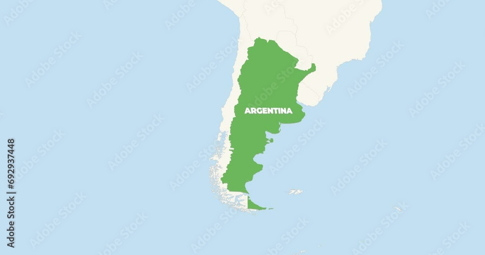 World Map Zoom In To Argentina. Animation in 4K Video. Green Argentina Territory On Blue and White World Map World Map Zoom In To Argentina. Animation in 4K Video. Green Argentina Territory On Blue and White World Map
