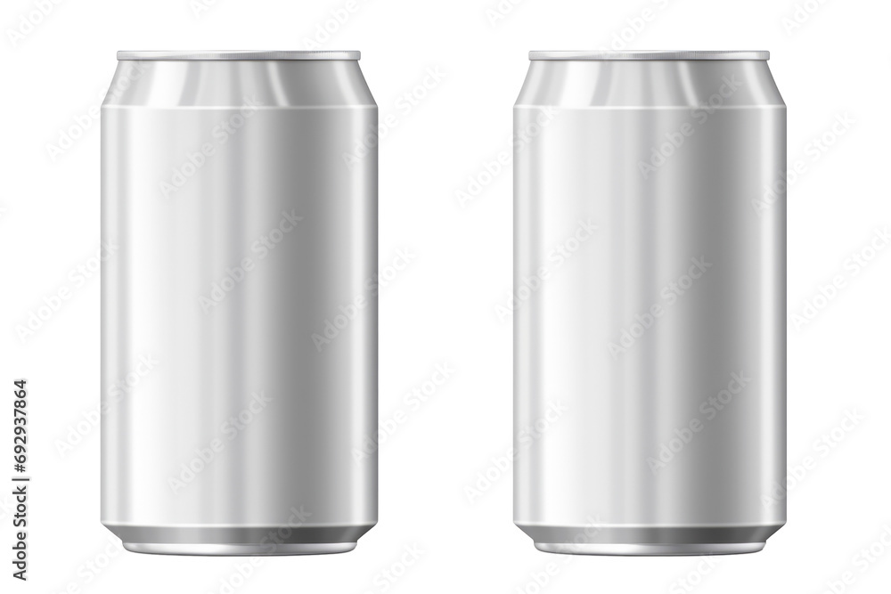 Latas metálicas en fondo transparente. Latas metálicas en fondo transparente.