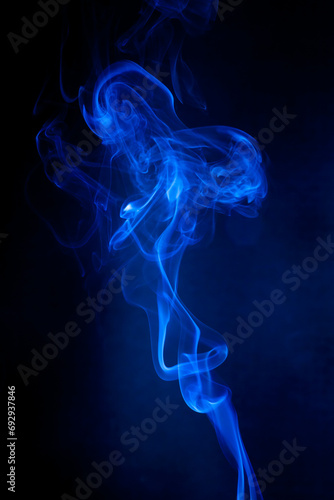 Blue smoke motion on black background.