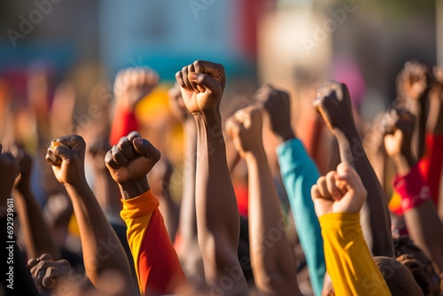 Hands Raised in Unity: Symbolizing Freedom and Solidarity