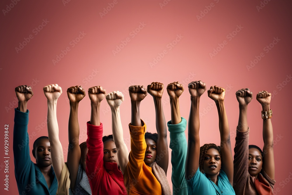 Fototapeta premium Symbol of Unity: Clenched Fists Advocating for Equality