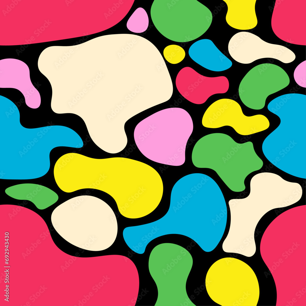 minimalist seamless pattern, abstract liquid-shaped elements, organic shapes, pastel color