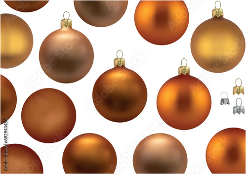 A Set of Bronzed Christmas Balls as a Set for Designers and Illustrators
