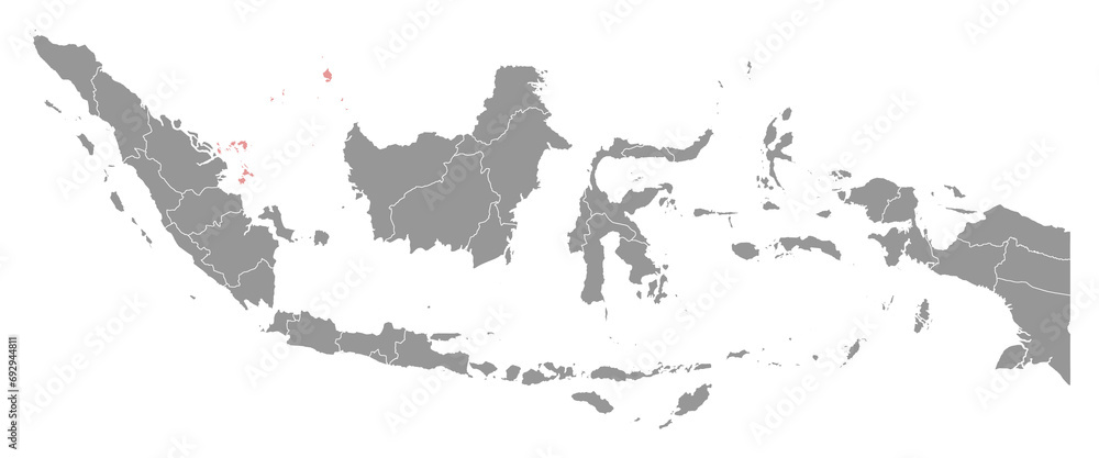 Obraz premium Riau islands province map, administrative division of Indonesia. Vector illustration.