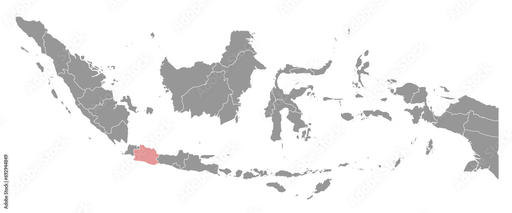 West Java province map, administrative division of Indonesia. Vector illustration.