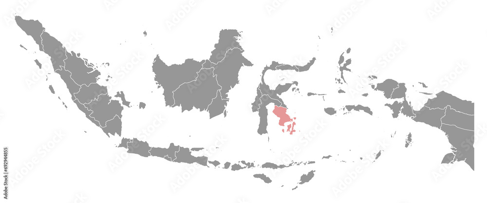 Southeast Sulawesi province map, administrative division of Indonesia. Vector illustration.