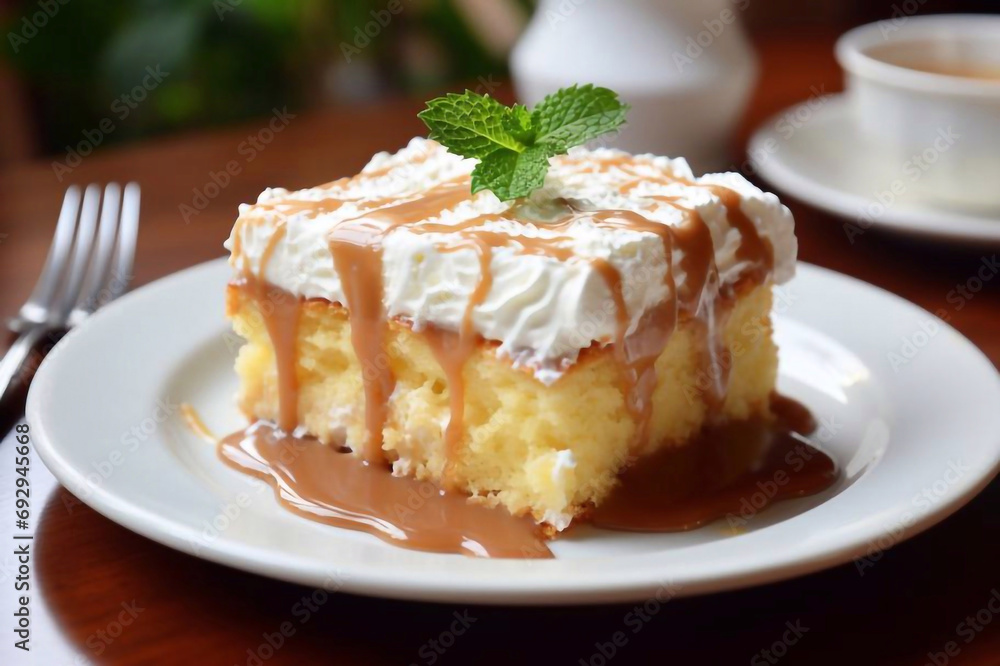Tres leches cake, typical Latin American dessert, is made of condensed