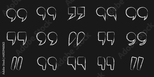 Quote mark, dialog line chalk effect editable icon	