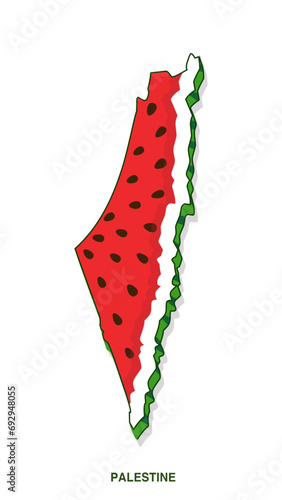 Palestine Clean Watermelon in the shape of Palestine Map Vector.ai