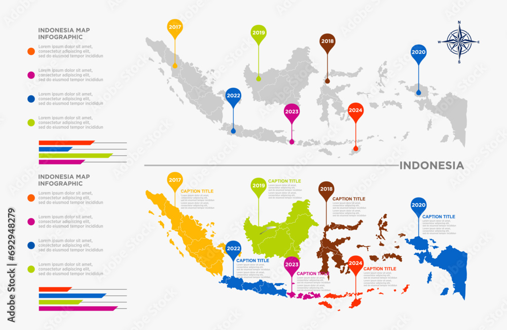 indonesia modern map with infographic, isolated on white background vector illustration eps 10