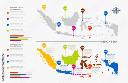 indonesia modern map with infographic, isolated on white background vector illustration eps 10