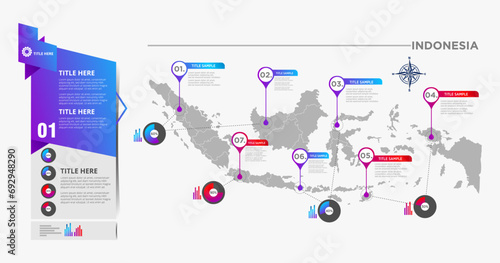 indonesia modern map with infographic, isolated on white background vector illustration eps 10