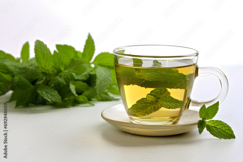 Serenity in a Cup - Delicious Mint Tea - Generative AI Serenity in a Cup - Delicious Mint Tea - Generative AI