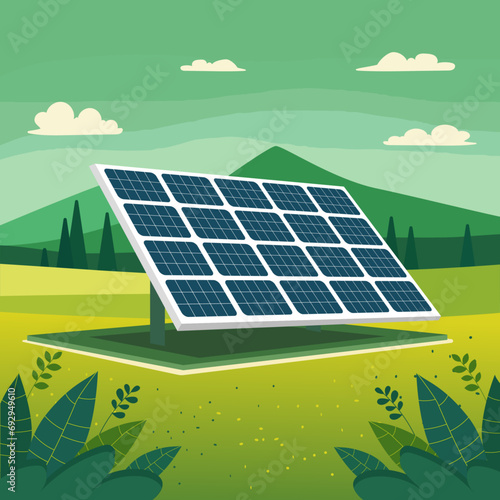 Solar panel renewable energy solution illustration. environment friendly energy resource vector.
