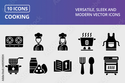 Cooking Glyph Icons Set