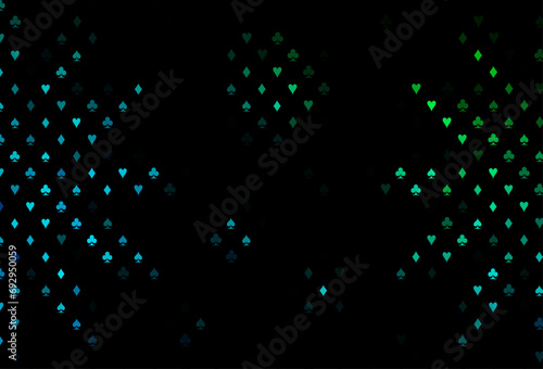 Dark blue  green vector background with cards signs.