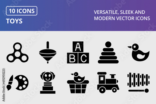 Toys Glyph Icons Set