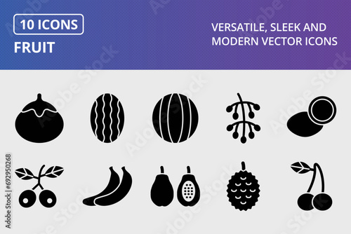 Fruit Glyph Icons Set