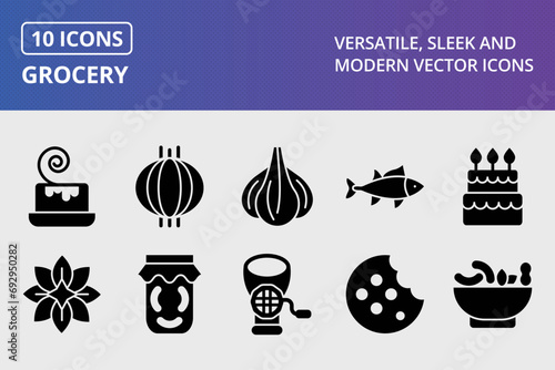 Grocery Glyph Icons Set