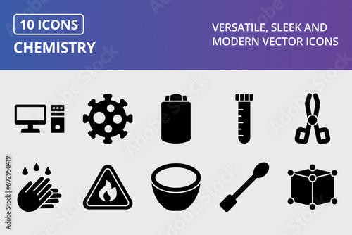 Chemistry Glyph Icons Set