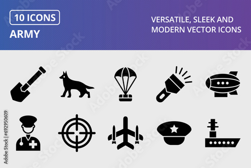 Army Glyph Icons Set