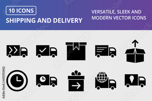 Shipping And Delivery Glyph Icons Set