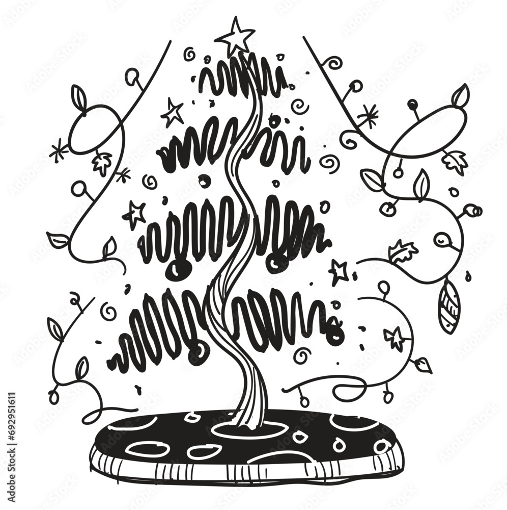Obraz premium hand drawn Christmas tree vector illustration