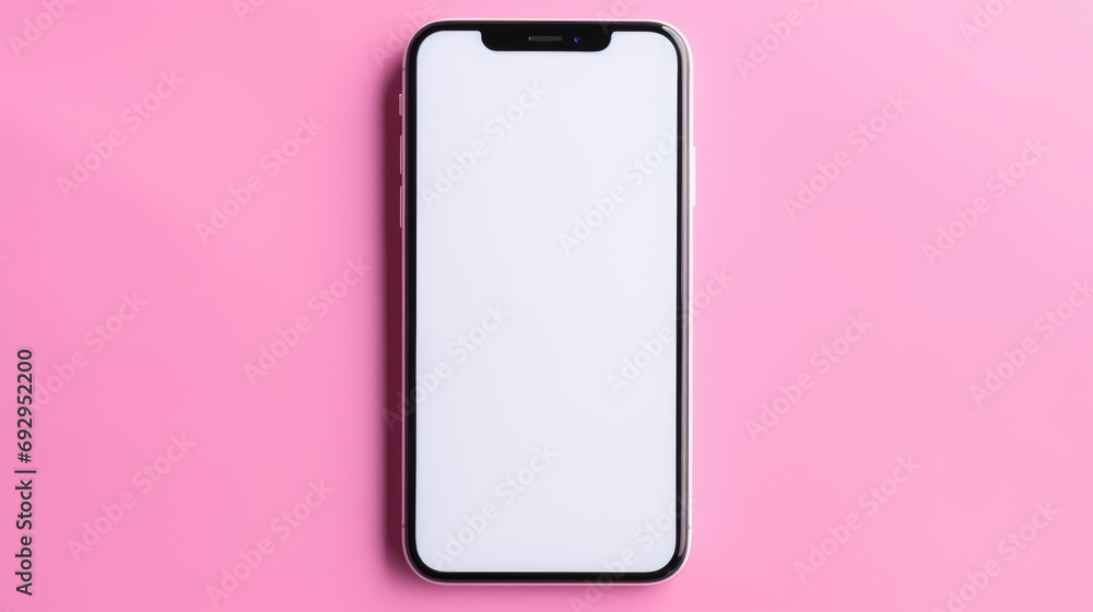empty, blank mockup,completly white phone screen, lying flat on pink background empty, blank mockup,completly white phone screen, lying flat on pink background