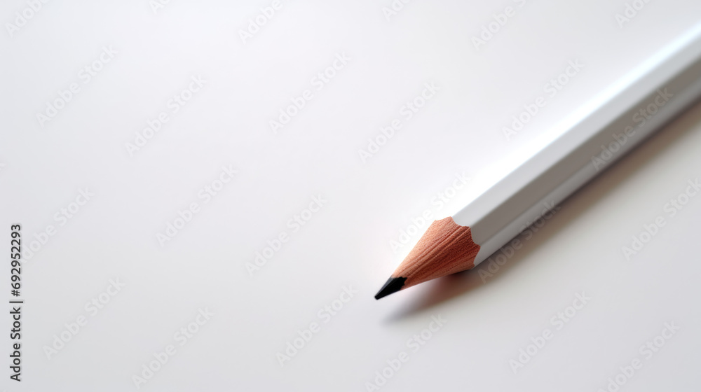 Extreme close-up of a simple, unadorned pencil on a blank sheet of paper. Extreme close-up of a simple, unadorned pencil on a blank sheet of paper.