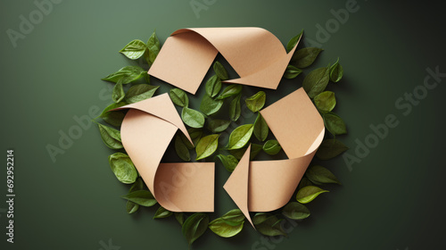 Recycling symbol made of kraft paper