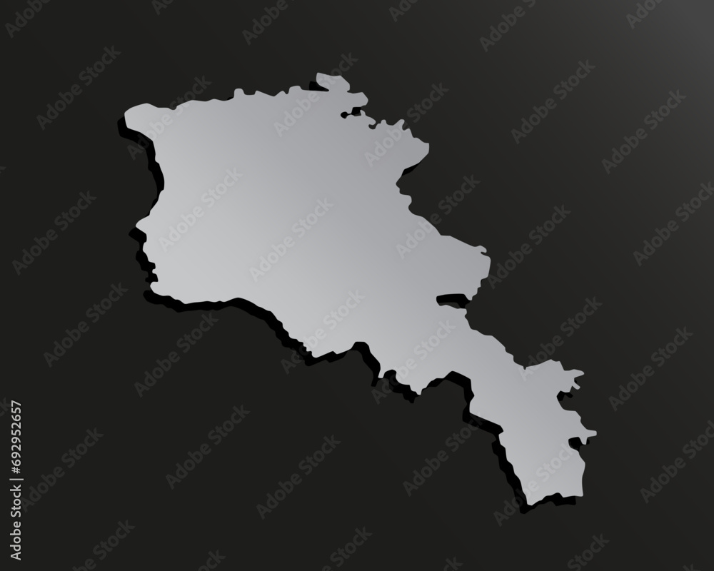 Vector map Armenia silver material, Asia country