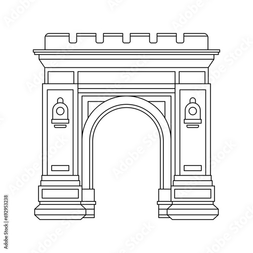 Black line Arcul de Triumf icon for versatile use. Ideal for logos and various applications, offering a minimalistic touch