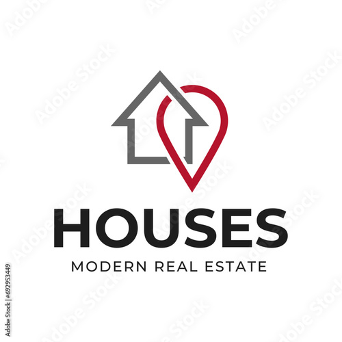 Real Estate logo, Builder logo, Roof Construction logo design template vector illustration