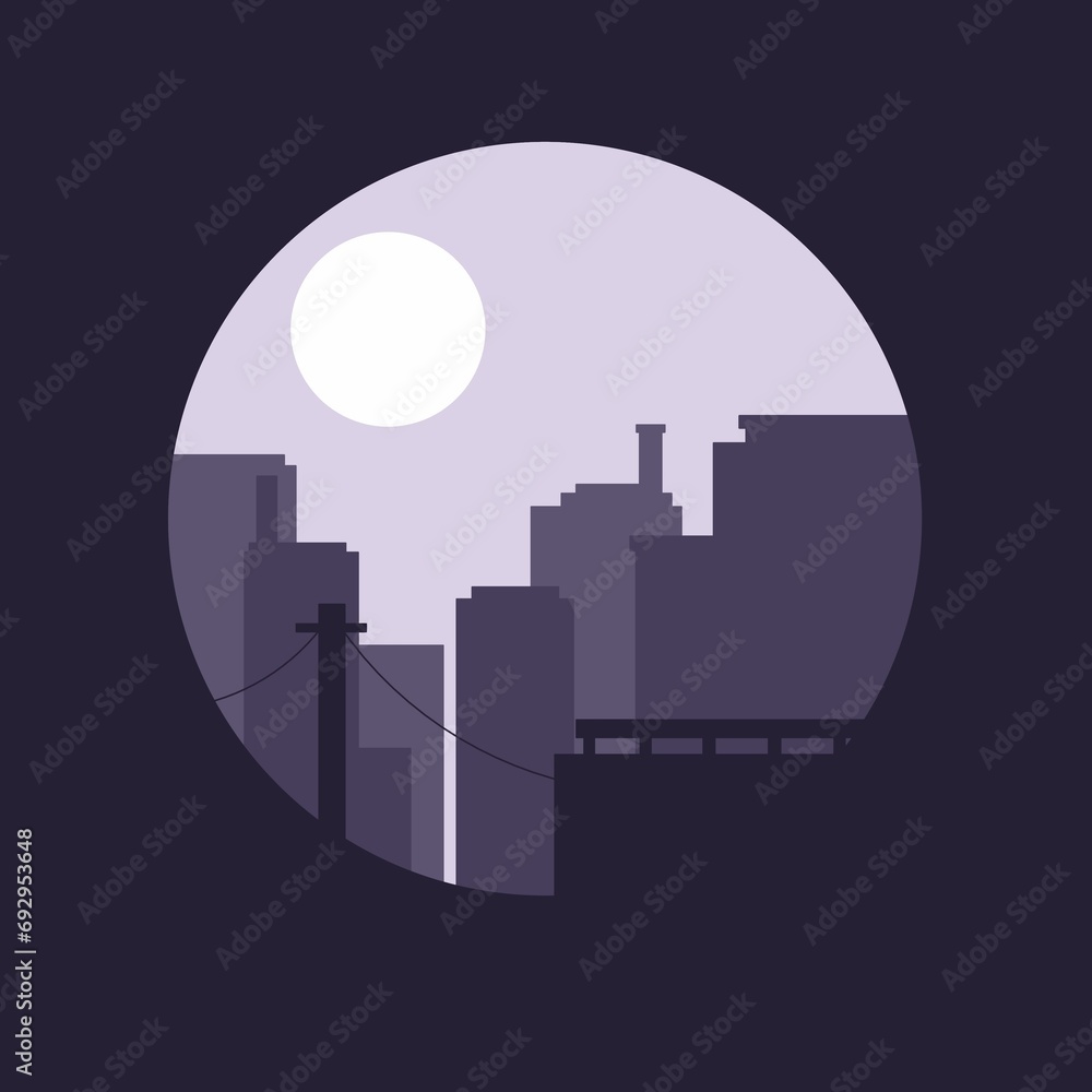 Landscape city at night illustrations 