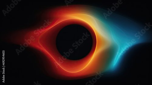 A black hole with a bright blue center depicts a mesmerizing celestial phenomenon. Perfect for science fiction, astronomy, or futuristic themed designs.for educational materials or digital artwork photo