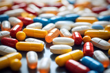Health Essentials: Close-Up of Pills and Capsules - Generative AI