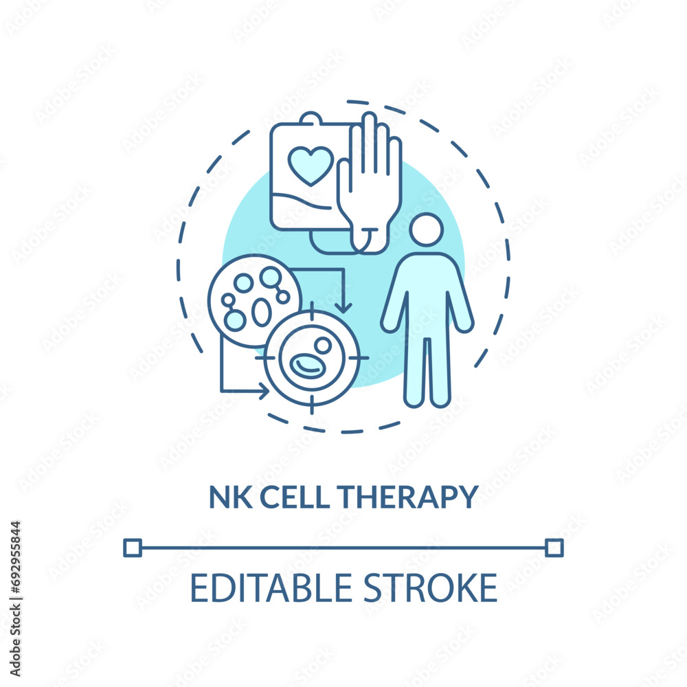 2D editable blue NK cell therapy icon, monochromatic isolated vector, thin line illustration representing cell therapy. 2D editable blue NK cell therapy icon, monochromatic isolated vector, thin line illustration representing cell therapy.