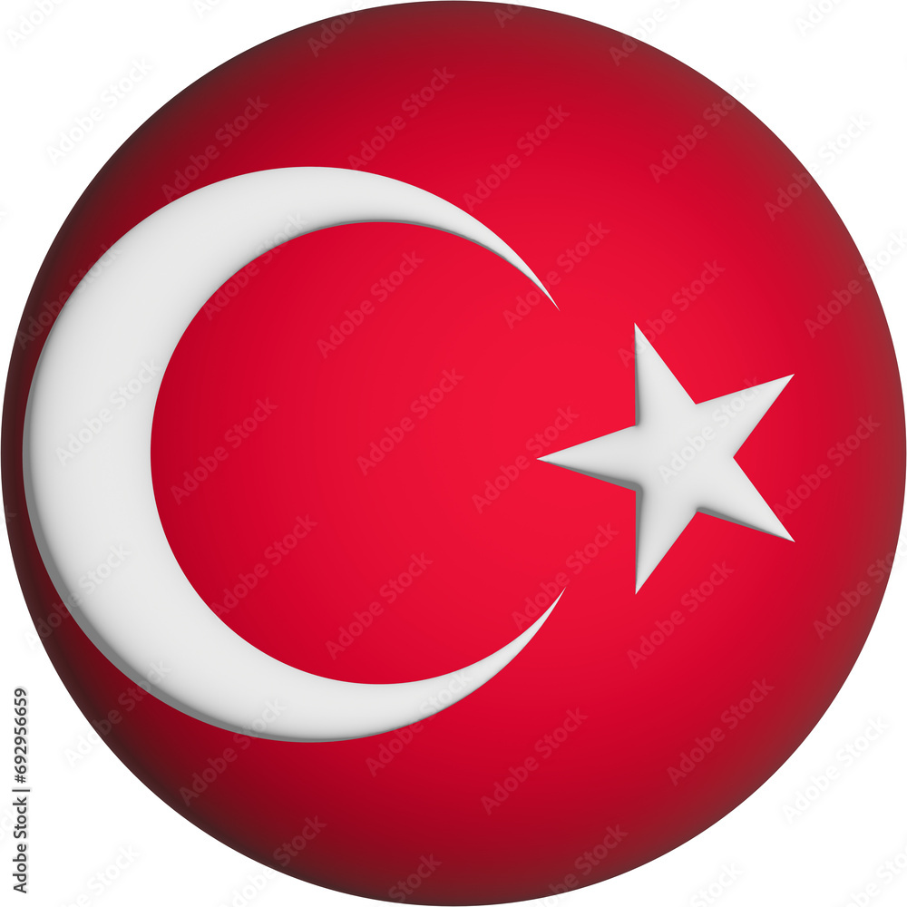 3D Flag of Turkiye on circle