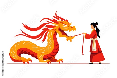 Eye-catching Dragon Dance: Graphic Illustration in Bright Yellow and Red