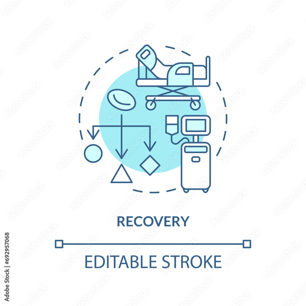 2D editable blue recovery icon, monochromatic isolated vector, thin line illustration representing cell therapy.